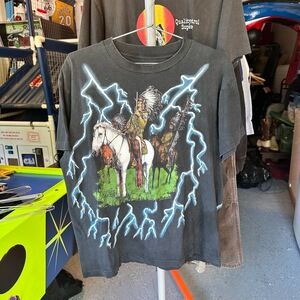 Warren Zevon Vintage 1980s AOP Single Stitch Native Lightning TShirt Large